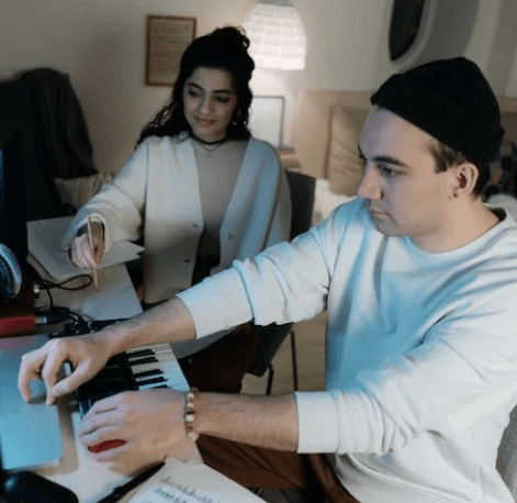 A team of voice over specialists working on a project. 